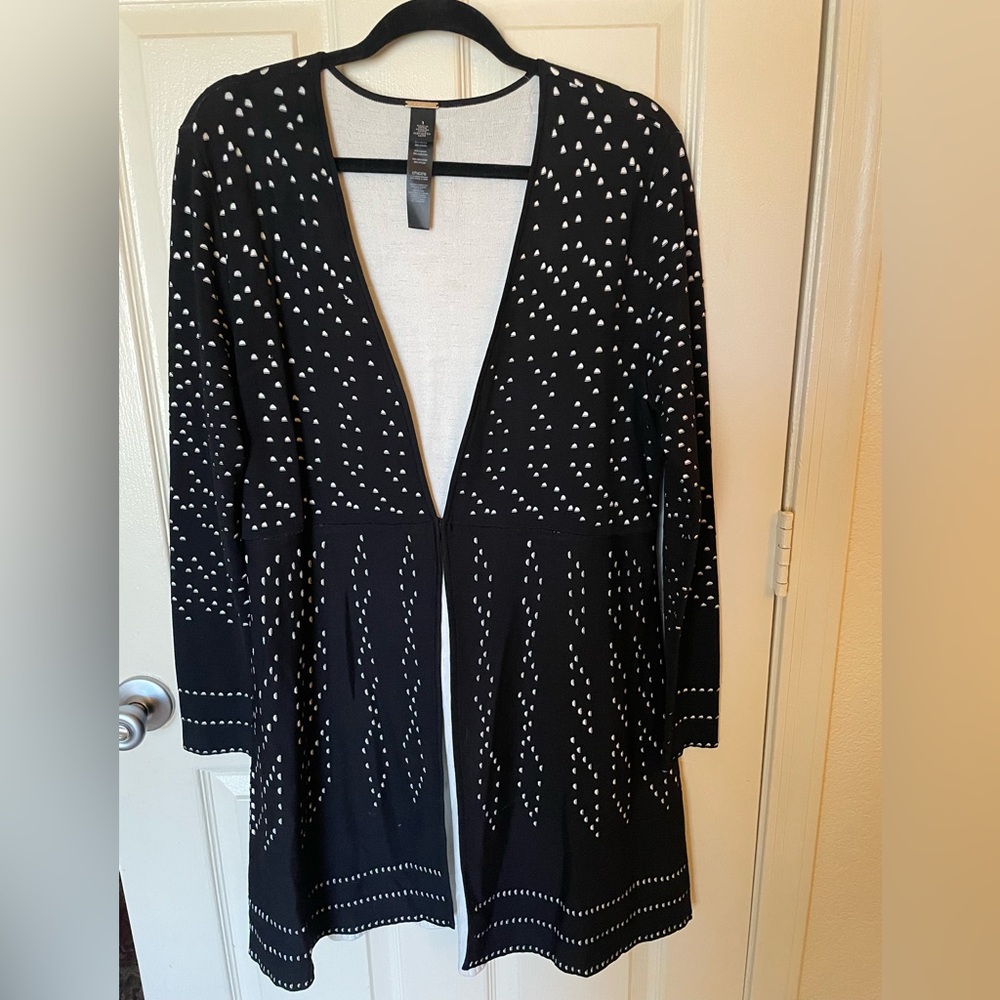 Chico's Black and White Geometric Cardigan Sweater